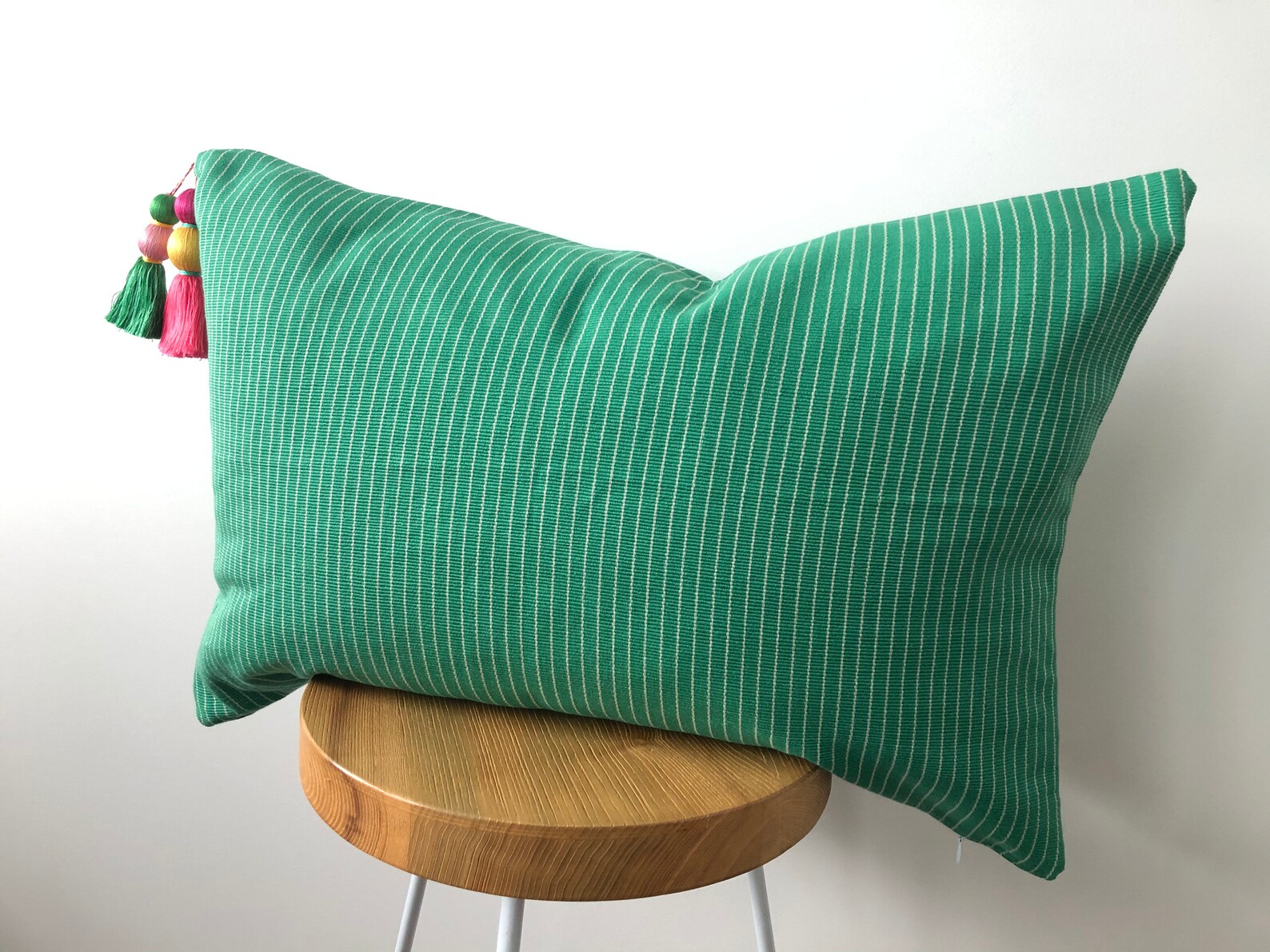 Jade green cushion cover with Tassel Etsy