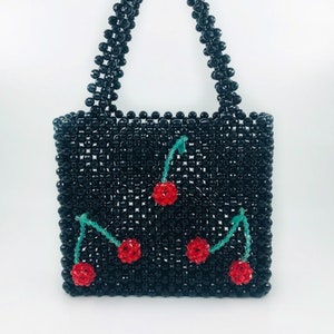 Cherry Bead shoulder bag, Beaded bag, Women Bead bag, Women shoulder bag, gift bag for women, mother's day gift, Beaded bag