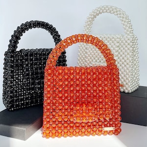 Handmade Beaded Bag Evening Beaded Bag Pearl Bag Bead Knit - Etsy