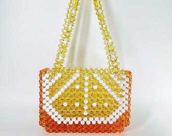 Orange bead Bag, Crystal bead bag, Bead shoulder bag, Women Bead bag, Bead Bag, Bead Bag Vintage, Gift For Her ,Women handbags