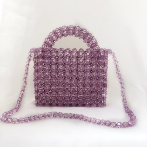 Crystal bead bag, Bead shoulder bag, Women Bead bag, Bead Bag, Pink Bead bag, Women handbags, Bead Bag Vintage, Love gift