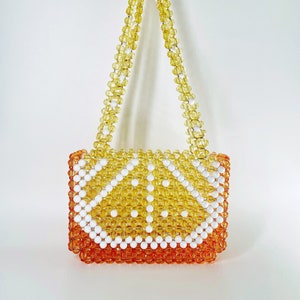 Orange bead Bag, Crystal bead bag, Bead shoulder bag, Women Bead bag, Bead Bag, Bead Bag Vintage, Gift For Her ,Women handbags