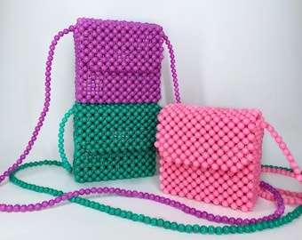 Cute tiny shoulder bag, Mini matte colored bags, Marshmallow colored fun bags, Bead bag