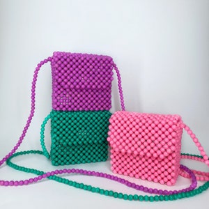 Cute tiny shoulder bag, Mini matte colored bags, Marshmallow colored fun bags, Bead bag image 1