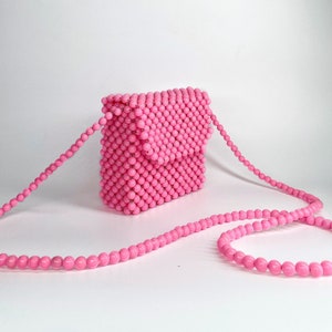 Cute tiny shoulder bag, Mini matte colored bags, Marshmallow colored fun bags, Bead bag image 6