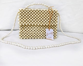 Pearl Bead Bag, Bead shoulder bag, Women Bead bag, Bead Bag, Gift for women, Gift For Her, Women handbags, Shoulder Bag, Bead Bag Vintage