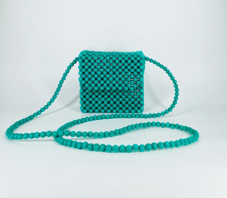 Cute tiny shoulder bag, Mini matte colored bags, Marshmallow colored fun bags, Bead bag Dark green