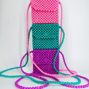 Cute tiny shoulder bag, Mini matte colored bags, Marshmallow colored fun bags, Bead bag image 2
