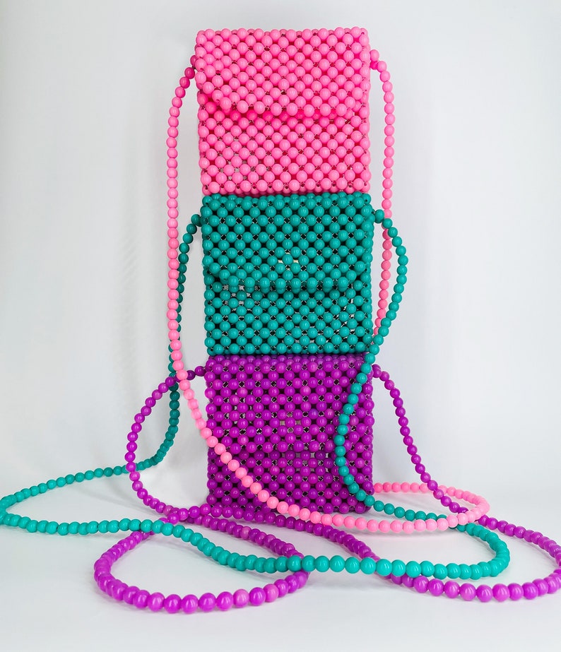 Cute tiny shoulder bag, Mini matte colored bags, Marshmallow colored fun bags, Bead bag image 2