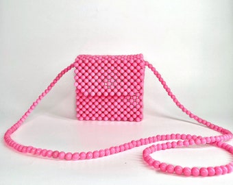 Cute tiny shoulder bag, Mini matte colored bags, Marshmallow colored fun bags, Bead bag