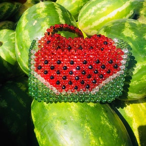 Watermelon Crystal bead bag, Shoulder bag, Women Bead bag, Valentines Day, Gift For Her ,Women handbags, Love gift image 9