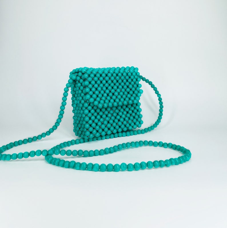 Cute tiny shoulder bag, Mini matte colored bags, Marshmallow colored fun bags, Bead bag image 7