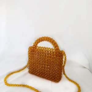 Crystal bead bag, Bead shoulder bag, Women Bead bag, Bead Bag, Pink Bead bag, Women handbags, Bead Bag Vintage, Love gift Orange