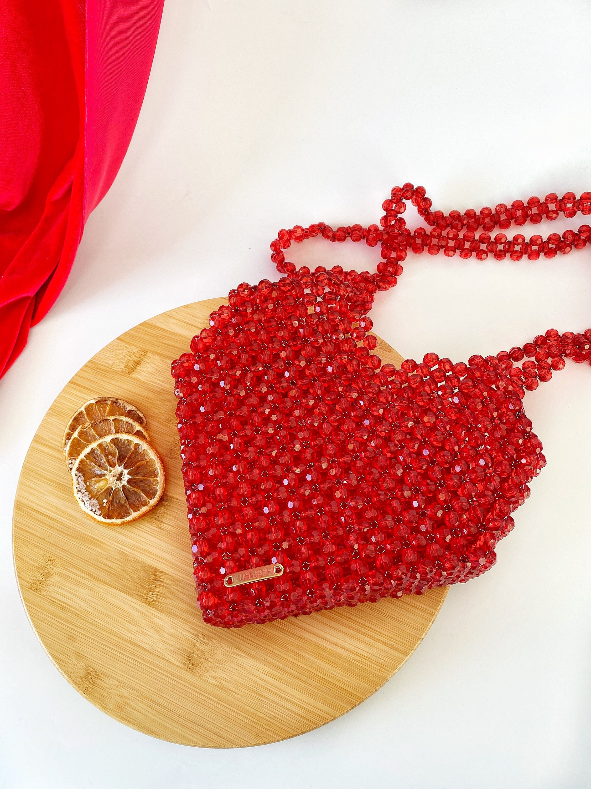 Red beaded purse clearance