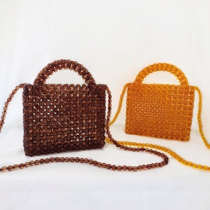 Crystal bead bag, Bead shoulder bag, Women Bead bag, Bead Bag, Pink Bead bag, Women handbags, Bead Bag Vintage, Love gift image 5
