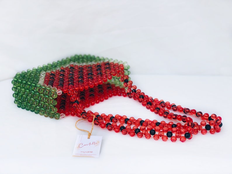 Watermelon Crystal bead bag, Shoulder bag, Women Bead bag, Valentines Day, Gift For Her ,Women handbags, Love gift image 5