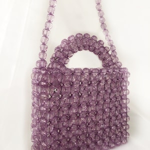 Crystal bead bag, Bead shoulder bag, Women Bead bag, Bead Bag, Pink Bead bag, Women handbags, Bead Bag Vintage, Love gift image 2