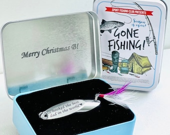 Custom Fishing gift Box father's day Kastmaster Lure gifts idea for anglers man Pike Bass lure Bait engraved  birthday, wedding anniversary