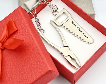 Mini portachiavi con attrezzo, regalo personalizzato per papà, meccanico, falegname