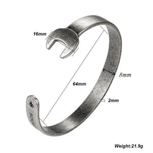 Engraved Wrench Bracelet: Personalized Stainless Steel Biker Cuff