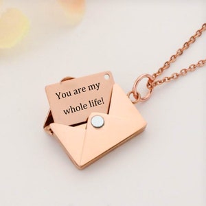 Regalo para mamá, regalo, carta de amor, sobre, colgante, collar, joyería de acero inoxidable personalizada, confesión, regalo para el día de la madre, sobre colgante