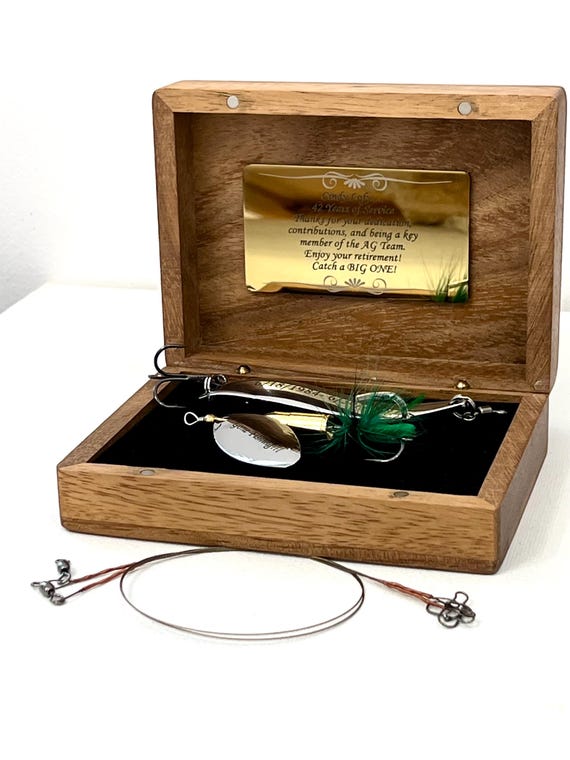 O-Fish-Ally Retired fishing gift for Retirement Dad Fisherman, colleague, boss Personalized Lure Set Engraved coworker