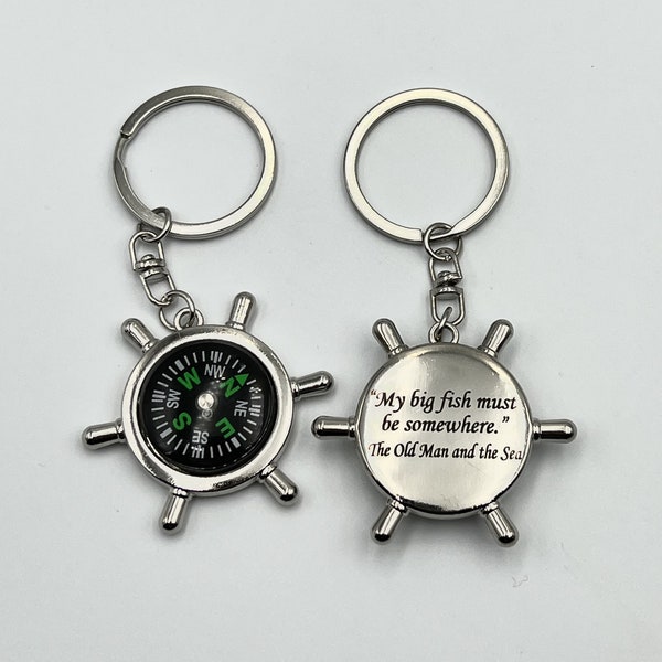 Engraved Compass Keychain Etsy