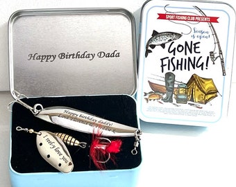 Birthday Gift for Dad Fishing gift Box father's day Gift  Lure gifts idea for anglers man Pike Bass lure Bait engraved