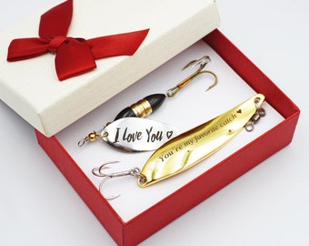 Personalized Fathers day gift Fishing Lure: Gold & Silver Fishing for him Dad Grandpa Husband