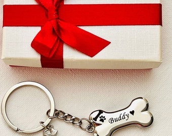 Memory Dog Keychain Bone Keychain Puppy Dog Buddy Keychain for Doglover   Gift for Dog owner Custom collar