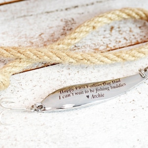 Fishing lure personalized Dad Fishing  idea Godfather Daddy Grandpa Glücksköder Lure angelköder personalisiert Vatertag silver