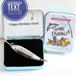 Custom Fishing gift Box father's day Kastmaster Lure gifts idea for anglers man Pike Bass lure Bait engraved  birthday, wedding anniversary