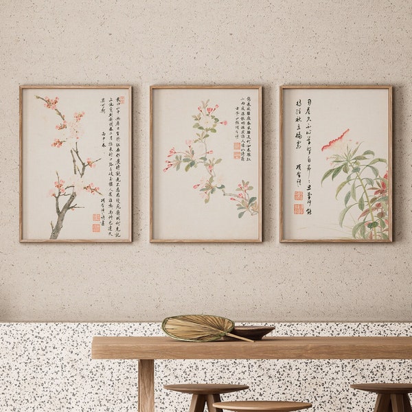 Printable Set of 3 Japandi Prints | Wabi Sabi Decor | Japandi Decoration | Vintage Japanese Wall Art