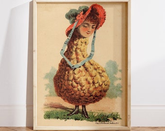 Victorian Gourd Lady, Vintage Kitchen Art Print, Funny Kitchen Poster, Food Wall Art, Kitsch, Strange, Bizarre, Absurd, Weird, Curious, Odd