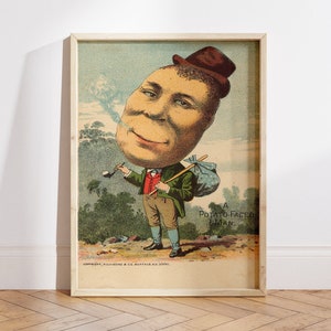 Victorian Potato Man, Vintage Kitchen Art Print, Funny Kitchen Poster, Food Wall Art, Kitsch, Strange, Whimsical Art Print, Weird, Curious
