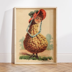 Victorian Gourd Lady, Vintage Kitchen Art Print, Funny Kitchen Poster, Food Wall Art, Kitsch, Strange, Bizarre, Absurd, Weird, Curious, Odd