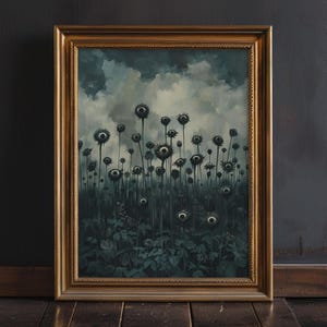 Moody Botanical Goth Flower Print, Dark Academia Wall Art, Victorian Gothic Home Decor, Macabre Gifts, Surreal Dark Cottagecore, Witchy Gift