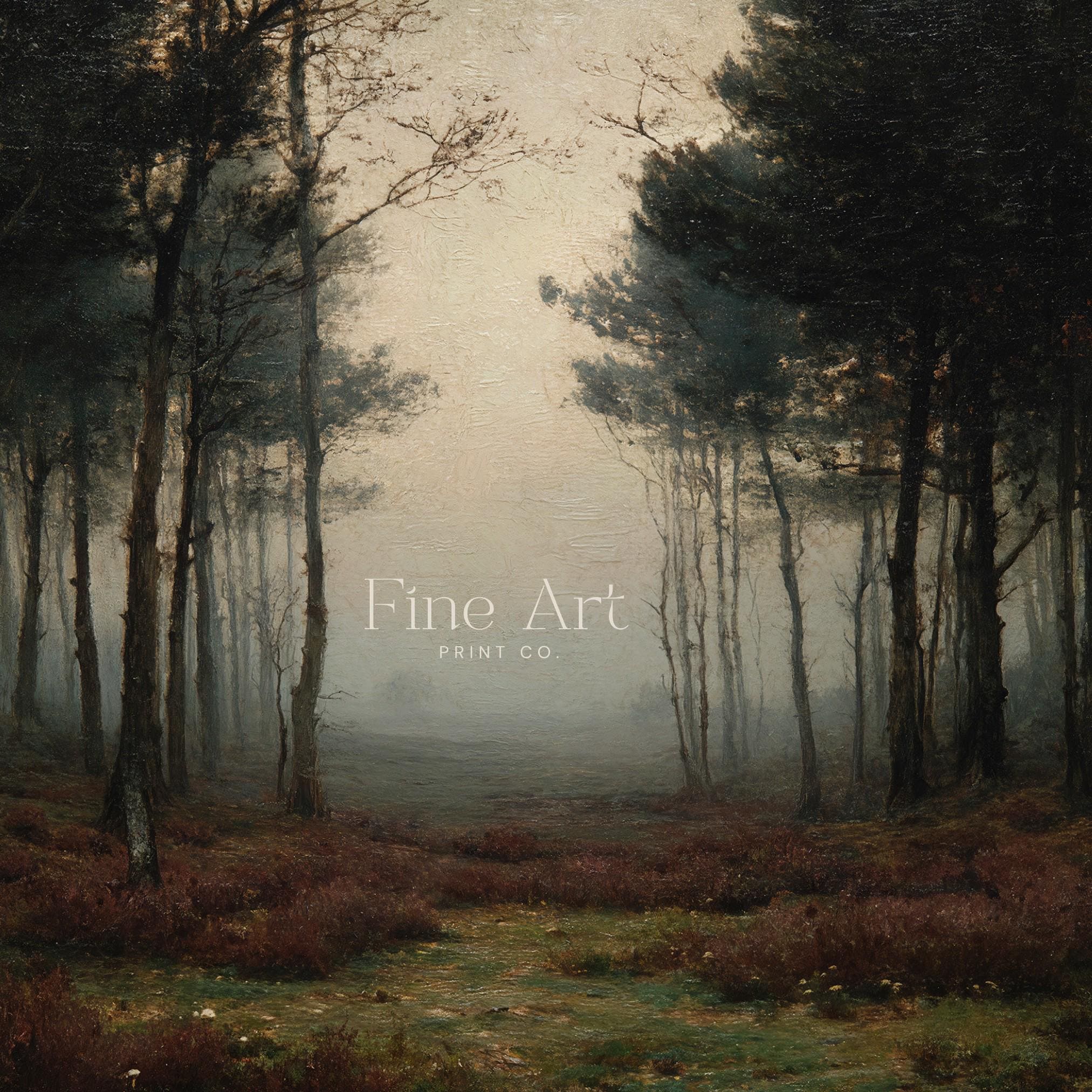 Dark Moody Forest Oil Painting Print, Dark Acad…