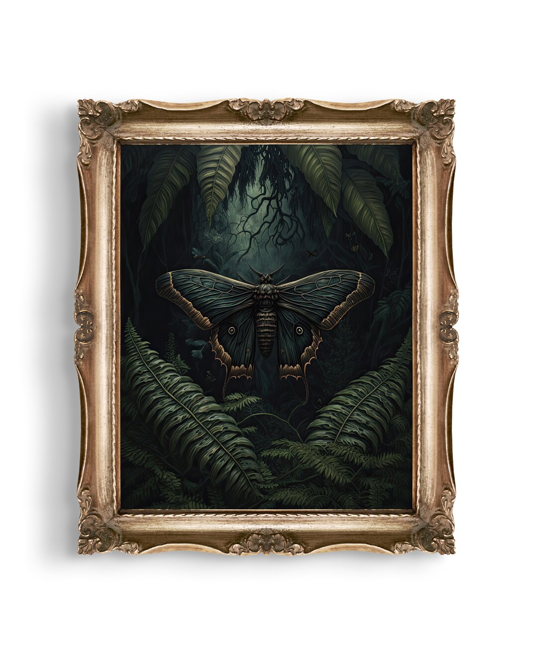 Dark Botanical Moth Print | Moody Wall Art | Goblincore Decor | Dark ...