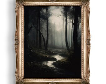 Stimmungsvoller Walddruck | Dark Academia Drucke | Gothic Geschenke | Stimmungsvolle Wandkunst | Dark Cottagecore Bild | Gothic Wohnkultur | Waldkunst