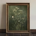 Vintage Dark Green Floral Wall Art Print, Dark Academia Decor, Cottagecore Flower Botanical Print Print