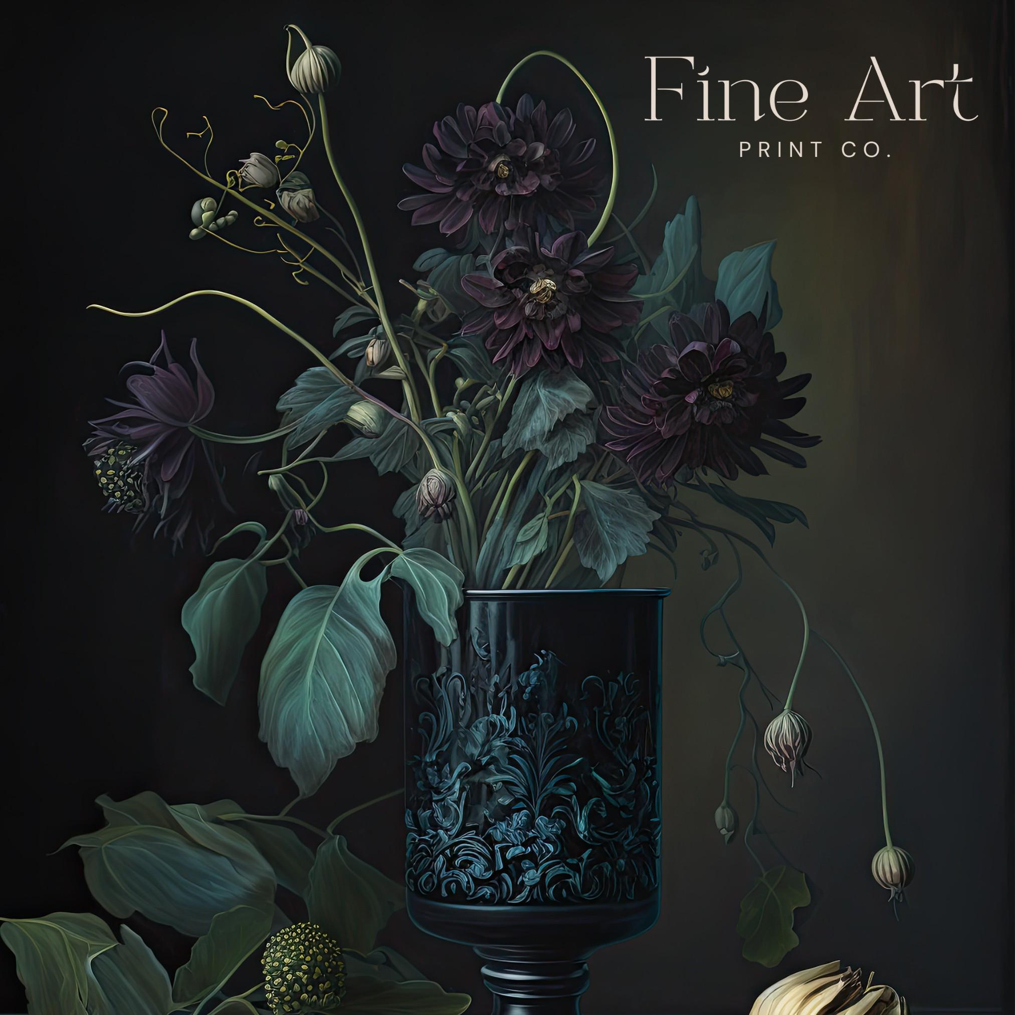 Dark Moody Botanical Art Print, Dark Academia Decor, Gothic Floral Wall ...