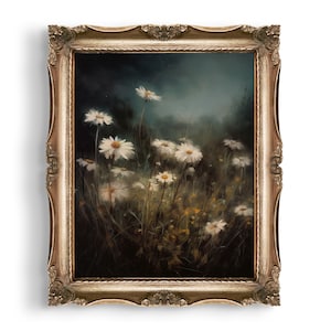 Dark Moody Floral Print | Rustic Cottagecore Decor | Vintage Oil Painting | Wall Art | Dark Academia Decor | Rustic Home Decor