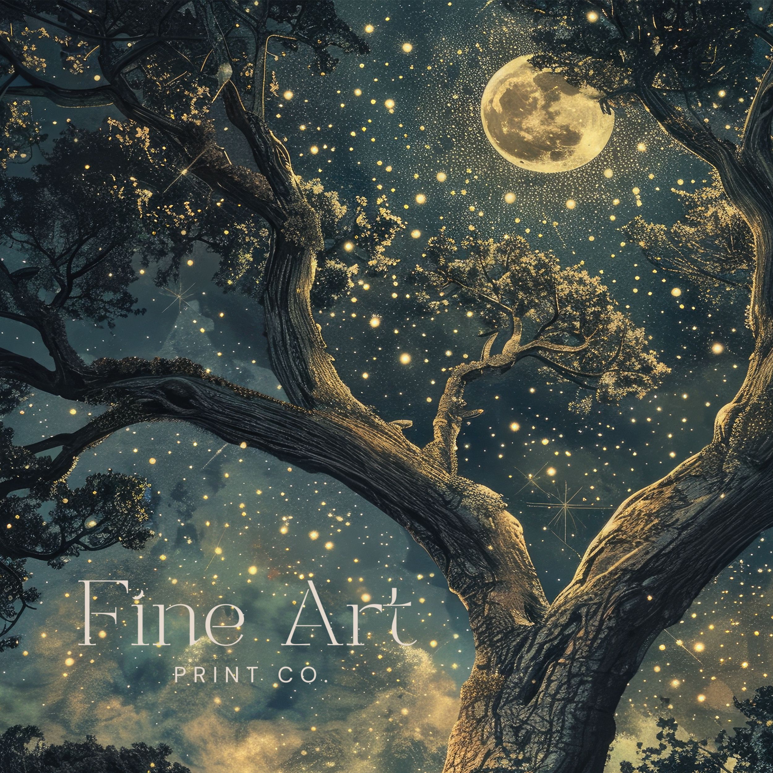 Dark Forest Moon and Stars Print, William Morris Moody Wall Art Print ...