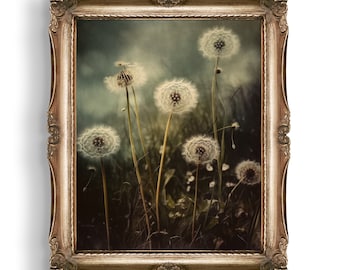 Dandelions Art Print | Cottagecore Decor | Nature Print | Wall Art | Floral Wall Art | Dark Academia | Wildflower Art | Home Decor