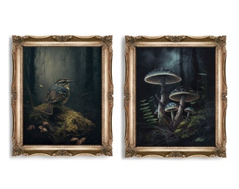 Set of 2 Cottagecore Prints | Gallery Wall Art | Cottagecore Decor | Mushroom Decor | Wall Art | Nature Print | Dark Academia Decor