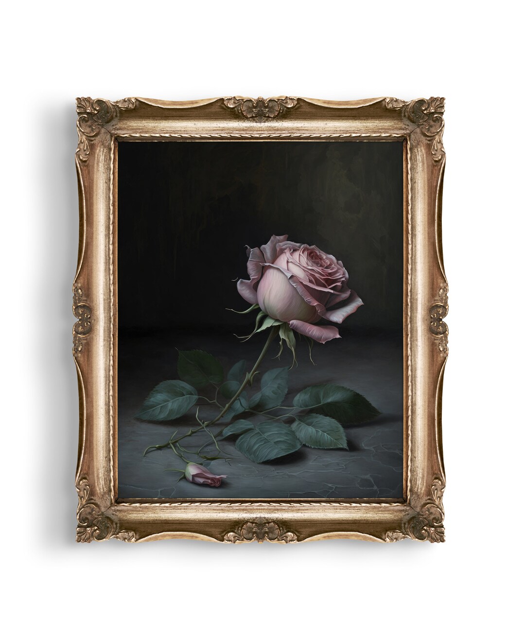 Minimal Moody Rose Art Print Victorian Oil Painting Gothic Decor Wall ...