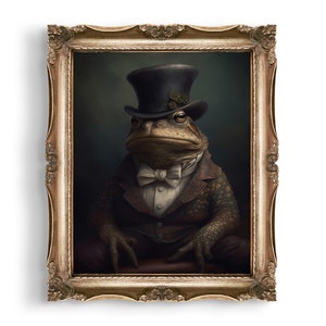 Victorian Frog Painting | Cottagecore Decor | Gothic Art | Wall Art | Dark Academia Print | Whimsigoth Decor | Goblincore | Weird Art