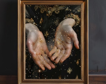 ムーディーな月と星のプリント、魔女のような天体ウォールアート