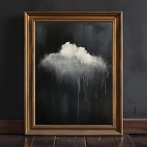 Dark Moody Cloud Print, Dark Academia Wall Art, Dark Cottagecore Prints, Moody Farmhouse Home Decor, Gothic Abstract Cloud Oil Painting